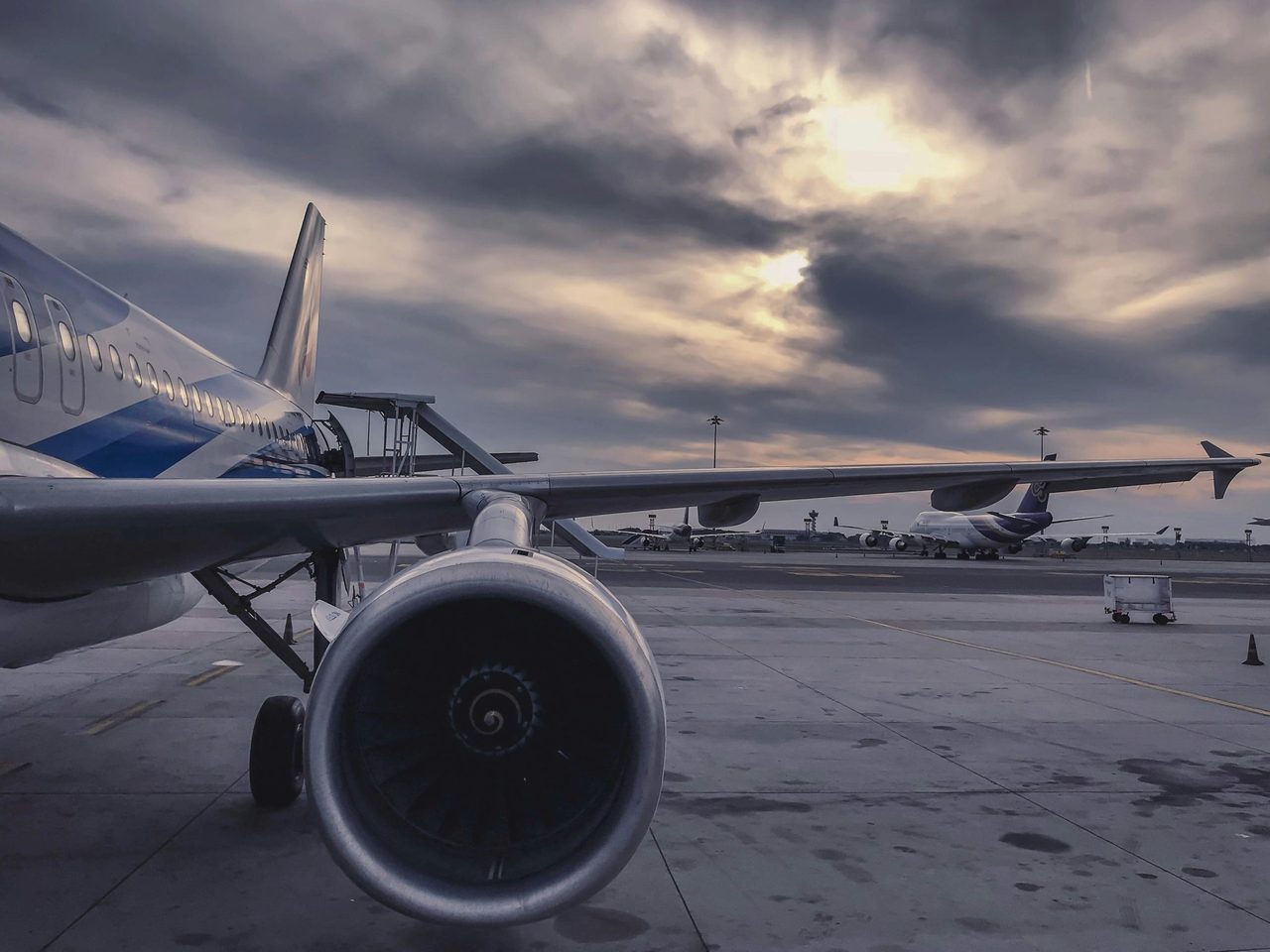 Airliner on the apron during a transition inspection